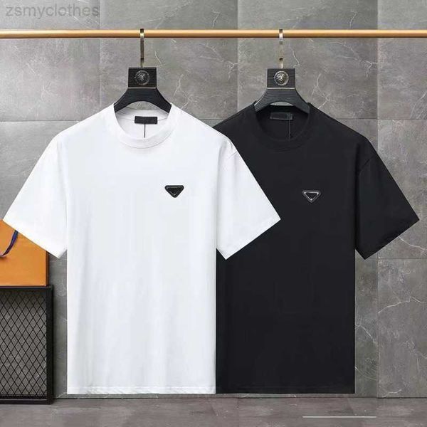 

men's t-shirts fashion sweatshirt men women designer t shirt round neck pullover tee metal triangle mens short sleeved tshirt summer co, White;black
