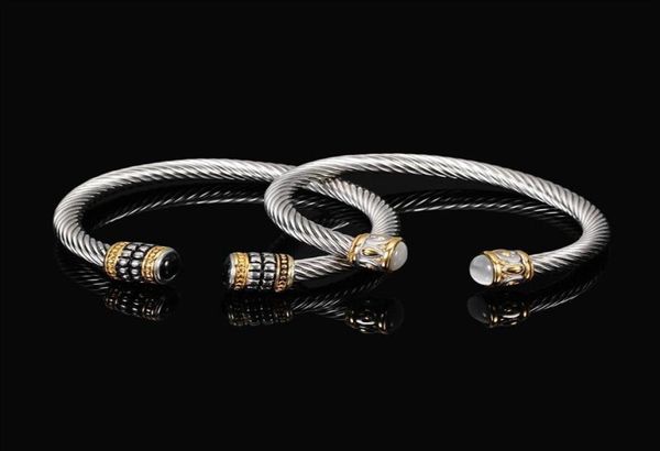 

vintage wire open bangle titanium steel geometric glossy women fashion simple punk hip hop jewelry286k1947679, Black