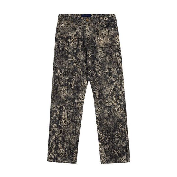 

men's plus size pants 2023 letter-printed jeans men's and women's trousers wide leg trousers high street fashion trousers 4l1, Black;brown