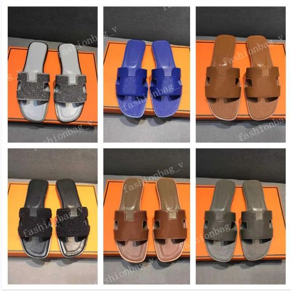 

designer slippers women slipper ladies flat slides fashion summer beach sandals brand leather flip flops znq, Black