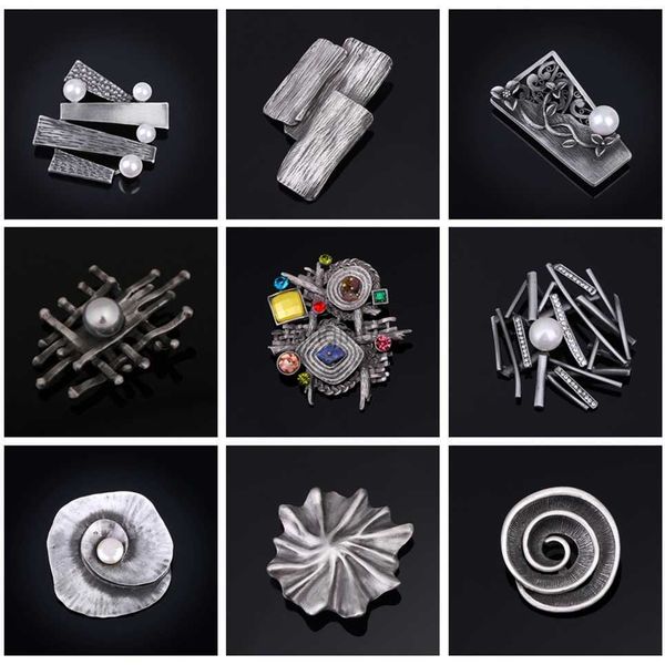 

pins brooches vintage geometric design brooches for women square style pin retro fashion jewelry imitation pearl accessories gift hkd230807, Gray