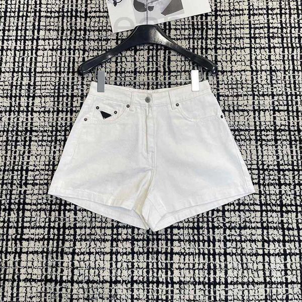 

women's jeans designer nanyou high edition p family 23 summer spicy girls show thin letter leather plate spliced denim shorts women 7iw, Blue