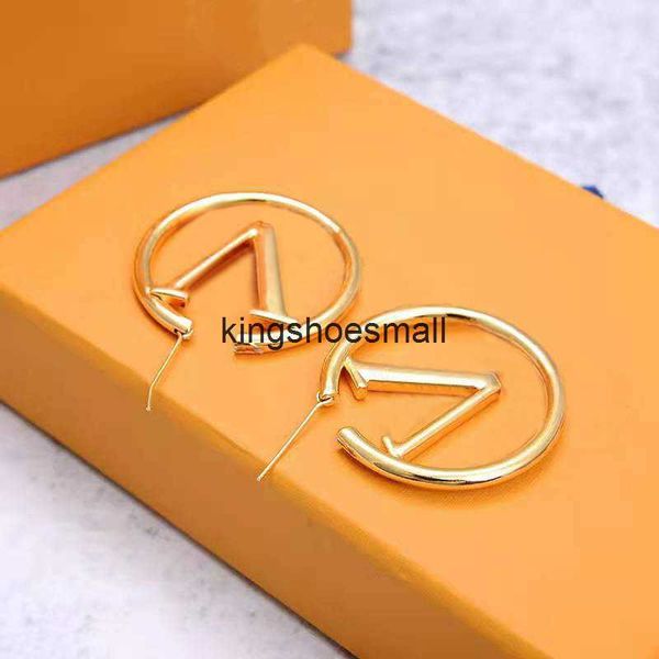 

new fashion hoop earrings stud womens diameter 4cm big circle simple titanium steel earring for woman, Golden;silver