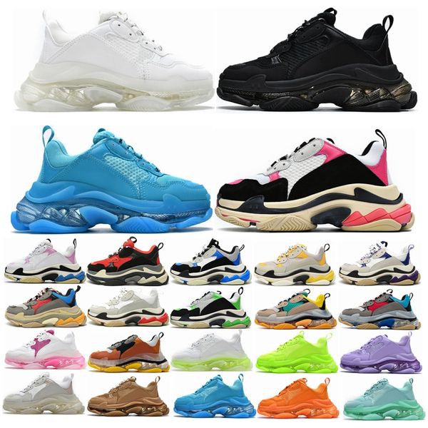 

casual shoes triple s clear thick sole crystal bottom 17w trainers dad shoe sneaker black mens womens beige triples runner high platform fla