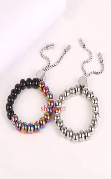 

europe america fashion style men women lady pulltype colored steel ball engraved v letter flower round beads chain bracelet9908115, Golden;silver