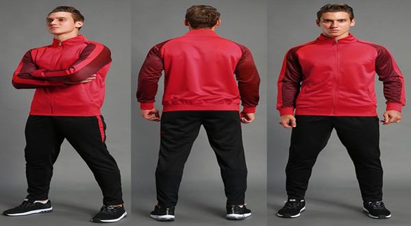 

stock7403 soccer tracksuit coat jacket jersey football jacket long sleeve outdoor sports training suit uniform set6617947, Black;red