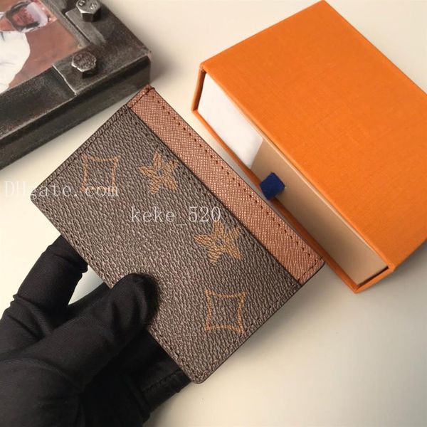 

luxury designer women men card holder mono gram canvas brown checkered black plaid canvas leather with box m61733303h, Brown;gray