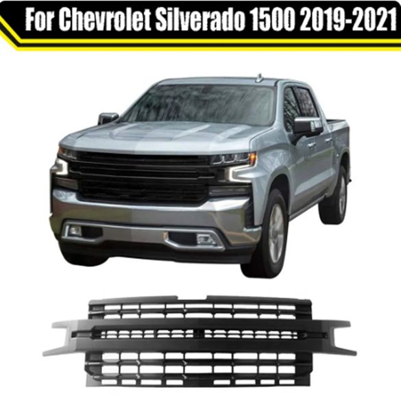 

trim mesh cover bumper grill racing grills radiator grille for chevrolet silverado 1500 2019-2021 car modification parts