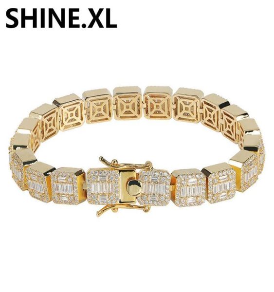 

10mm iced out tennis bracelet full zirconia gold silver plted mens hiphop jewelry 1 row cubic luxury men bracelets9750011, Black