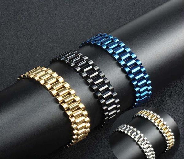 

316l stainless steel watchband bracelets hip hop punk jewelry high polished ip plated lovers bangle couples bracelet weddings birt2613678, Black