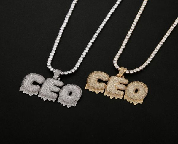

az 09 custom name letters necklace pendant men zircon hiphop jewelry with gold silver color rope chain4593879