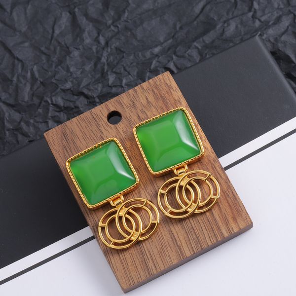 

new fashion brand earring color crystal double letter brass material personality earrings women wedding party designer jewelry high quality, Silver