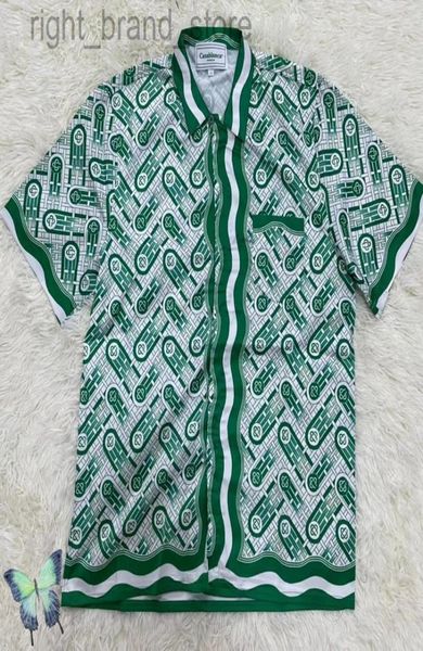 

casual hawaiian full print green short sleeve shirt w22081305960887, White;black