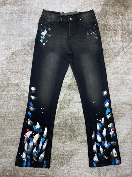 

men's plus size pants oversize sports pants with torn and torn printed embroidered cotton pants 33tg, Black;brown