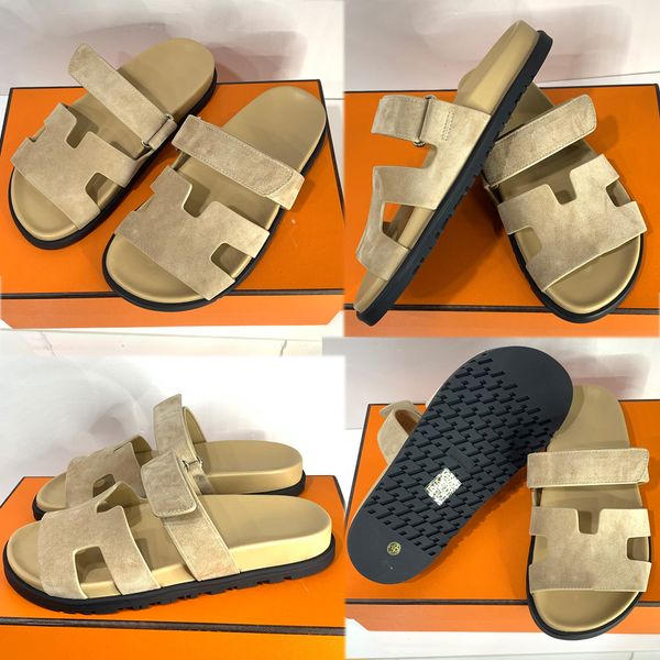 

chypre sandal designer sandals mens womens sandals flat bottom letter sandal suede leather sandals summer beach sandale logo sole large size, Black