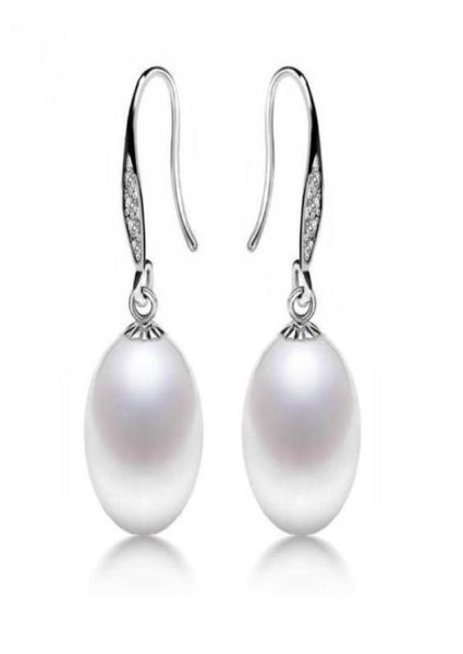 

1 pair of 89mm rice shape white pink purple natural pearl earring 925 silver jewelry for women33448156571893, Golden;silver