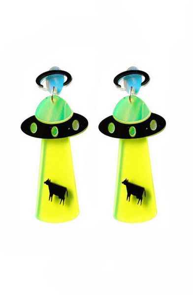 

ufo et dangle earrings for womens trendy jewelry acrylic green clear fashion accessories2586503, Silver