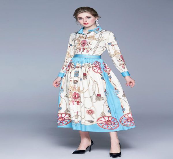 

whole spring summer fall vintage floral baroque print collar long sleeve empire waist women ladies party casual aline midi be9149087, Black;gray