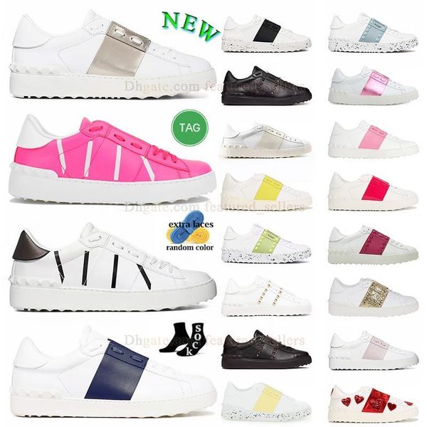 

wholesale valentine's shoes black white navy pink blue golden spikes rivets loafers leather valentinety sneakers trainers mens womens c