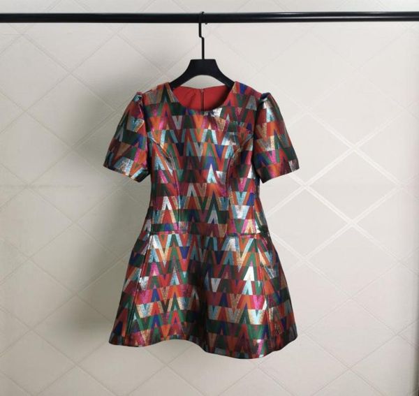 

2022 european fashion short sleeve light extravagant waist aline dress1616369, Black