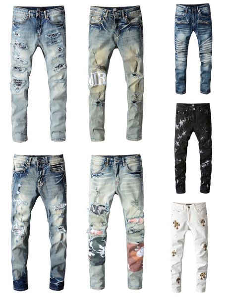 

pop ripped holes famous jeans clothing designer pants light color casual man men hooide tshirt and shirts denim straight biker hi4341748, Blue