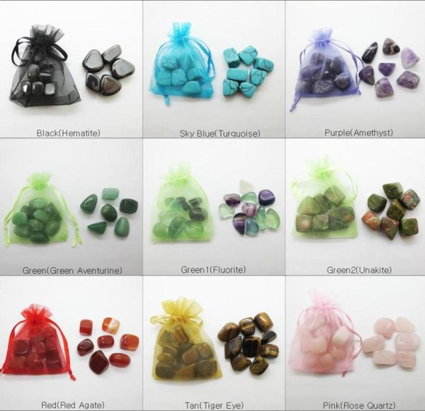 

natural stone1525mm turquoise agate crystal amethyst tumbled irregular stone in pouch for healing reiki wishing lucky stones5776611