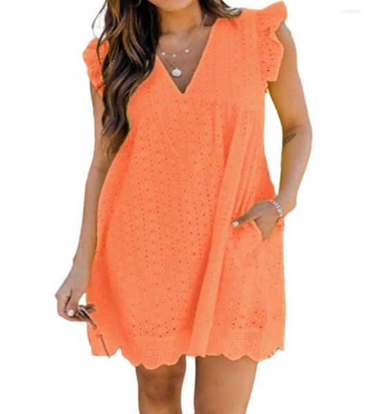 

casual dresses california romper dress with shorts vneck ruffle short sleeve hollow out lace beach sundress pocket1956715, Black;gray