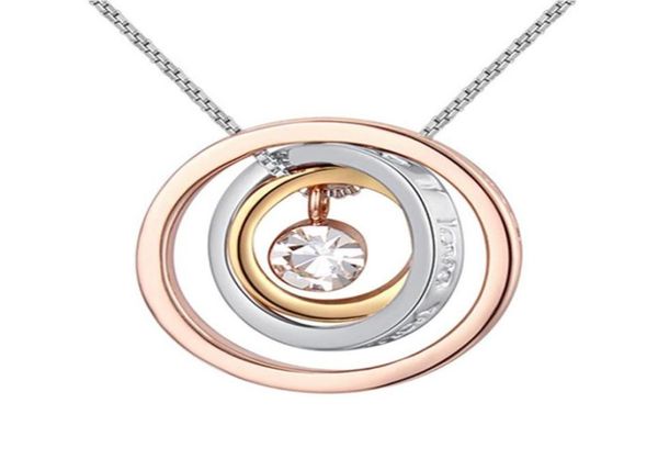 

fashion brand necklaces pendants crystal from austrian round circles necklace casual jewelry brincos christmas gift5933498, Silver