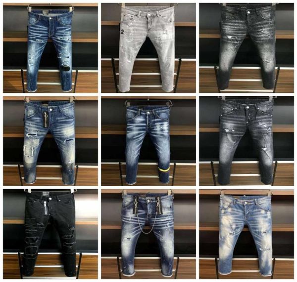 

men denim cool guy designer jeans embroidery pants fashion holes trouser italy size 4454 d26210454, Blue