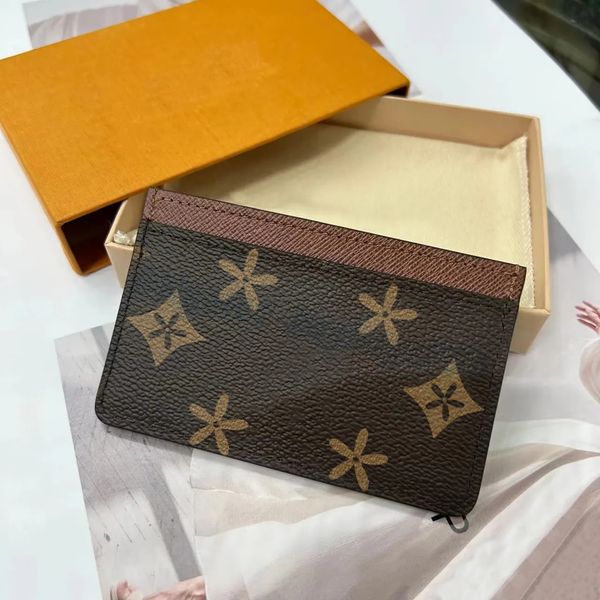 

luxurys mens classic3 credit card slots m60703 card cover mini wallet coin purses brown bags women key pouch genuine leather designer wallet, Brown;gray