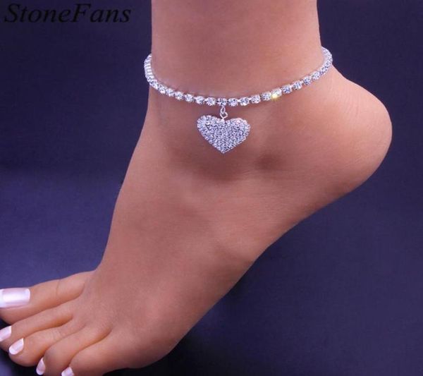 

anklets stonefans 2022 pendant heart rhinestone anklet bracelet charms bulk for women crystal sandal barefoot foot jewelry8038851, Red;blue