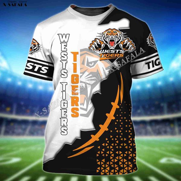 

australia rugby tigers 3d print shirt milk fiber t-shirt summer men casual breathable, White;black