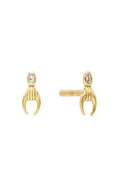 

stud gold color delicate 925 sterling silver minimal crescent moon horn cz earring for women girl classic simple ox jewelry5920992, Golden;silver