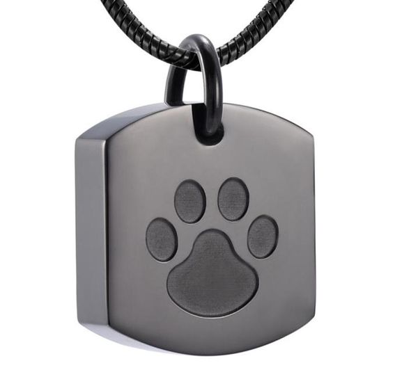 

lkj8003 pet paw print gun color stainless steel memorial urn pendant hold animal ashes keepsake cremation necklace9263136, Silver