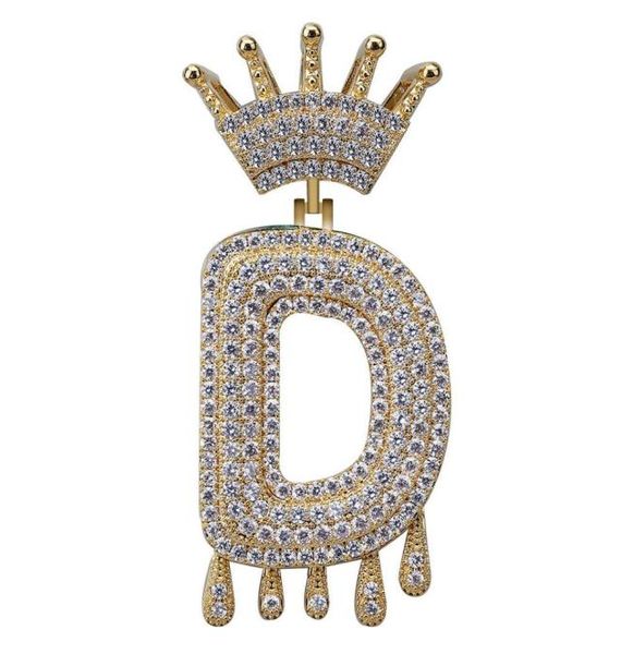 

hip hop az custom name crown drip letters necklaces pendant chain for men women gold silver color cubic zircon jewelry2102259