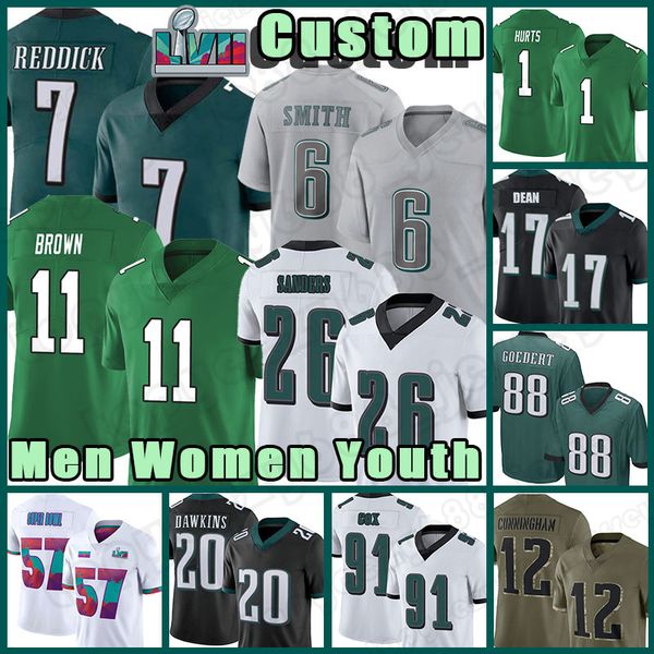 

a.j. brown jalen hurts football jersey haason reddick devonta smith jason kelce d'andre swift philadelphias eagles darius slay jr brand, Black;red