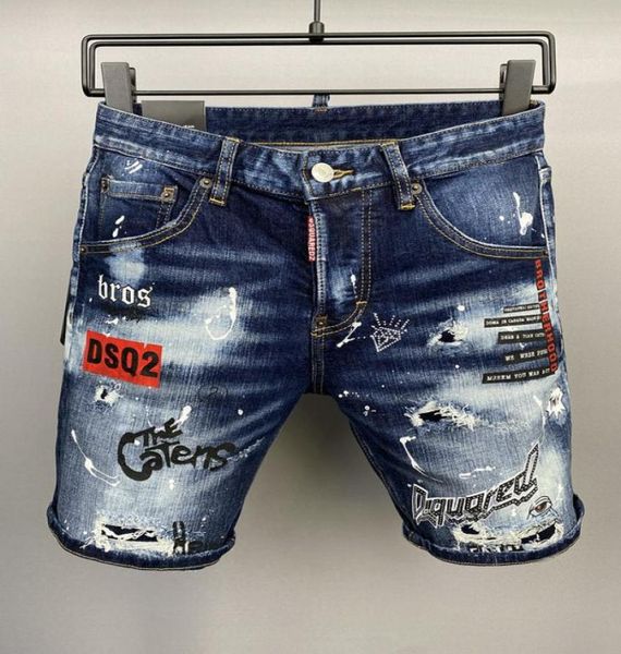 

2022 men short jeans pants hole italy brand man039s shorts panties streetwear denim skinny slim straight d2 biker jean breechcl9024854985, Blue