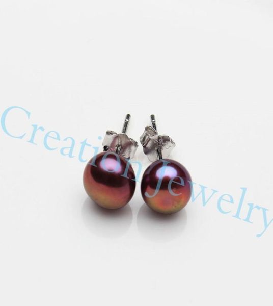 

sterling silver 3a quality handpicked freshwater cultured stud red pearl earrings3579724, Golden;silver