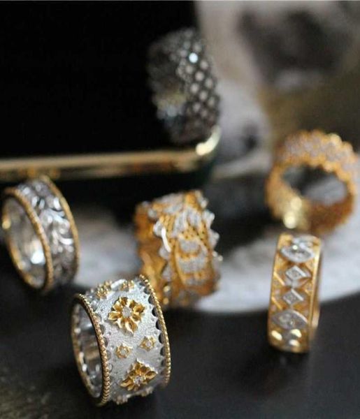 

designer bucelatis woman ringswoven carving gold craft sterling silver 925 exquisite classical versatile ring9958642, Golden;silver