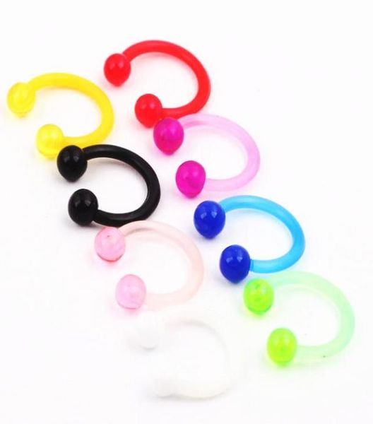 

nose stud n23 50pcslot mix 6 colors 16g acrylic body jewelry cbr ring eyebrow banana bar nose rings angle belly ring8293272, Silver