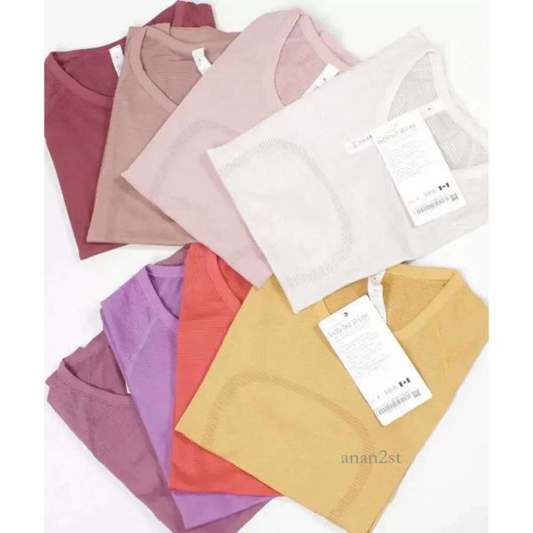 

lu-2. 0 swiftly tech women's short sleeved seamless yoga t-shirt slim fit light fast dry sports shirt wicking knit fiess breathable, White