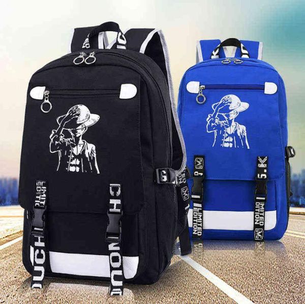 

2019 luffy one piece anime backpacks cartoon bags teenagers mochila lapbackpacks double shoulder bag aa2204271908