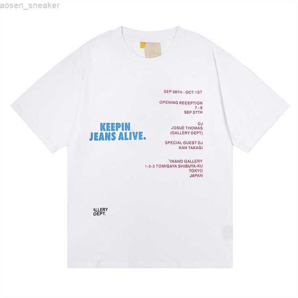 

2023 summer keeping jeans alive printed pure cotton men's t-shirt comfortable trend lightweight oversize short sleeve, White;black