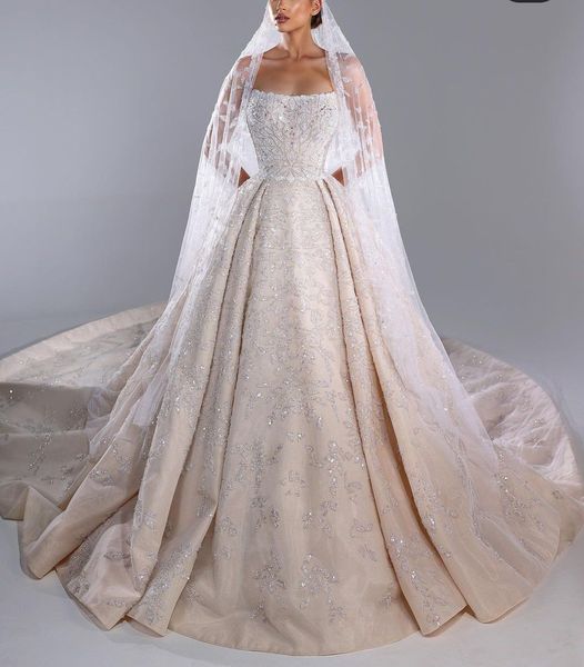 

elegant ball gown wedding dresses sleeveless bateau strapless sequins applique ruffles 3d lace plus size lace-up beads luxury bridal gowns v, White