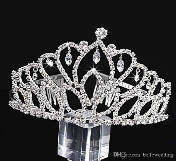 

bridal tiaras with rhinestones wedding jewelry girls headpieces birthday party performance pageant crystal crowns wedding accessor8249080, Silver