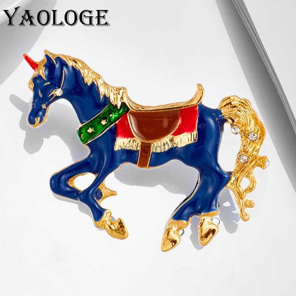 

pins brooches yaologe blue black enamel horse brooches for women men trends alloy steed animal brooch pins office casual jewelry gifts hkd23, Gray