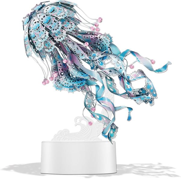 

piececool 3d metal puzzle nightlight model of blue jellyfish craft collection brain teaser stress relief toys handmade entertainment for adu