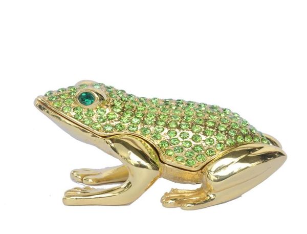 

frog jewelry boxes collectible metal trinket box metal ornaments home decoration gifts294w7999813, Black;white