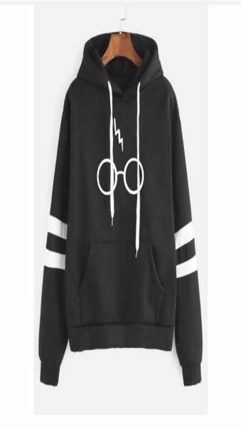 

women039s hoodies sweatshirts sweatshirt women fleece warm hooded harrys potters glasses print hoodie sweat femme sudader759091371848, Black