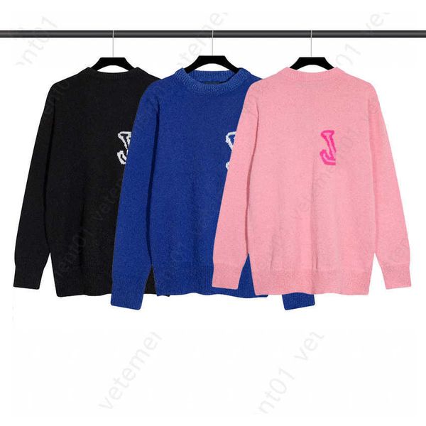 

co-ed fall winter designer sweater pullover sweatshirt letter jacquard loose casual knit sweater warm sweaters couple knitted top, White;black